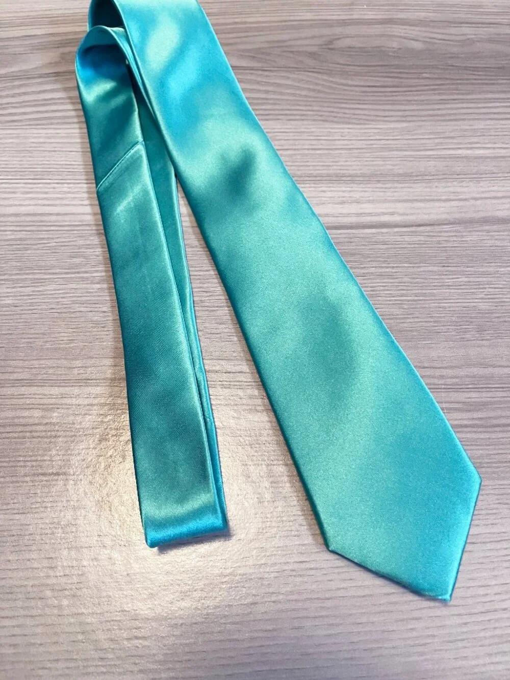 Nordstrom Men's Shop Teal Aqua 100% Silk Satin Neck Tie Classic Formal Wedding